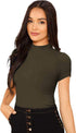 Women Olive Round Neck Half Sleeves T-Shirt